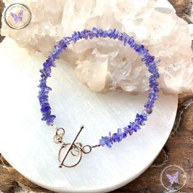 Tanzanite Chip Healing Bracelet with Silver Toggle Clasp